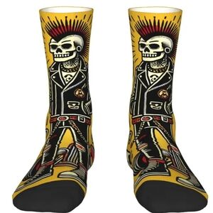 Yellow Punk Skull Graphic Socks